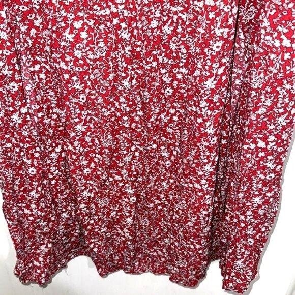Red Floral Smocked Maxi Dress For Women 4XL 100% Rayon Lightweight & Stretchy Fa - Picture 5 of 12
